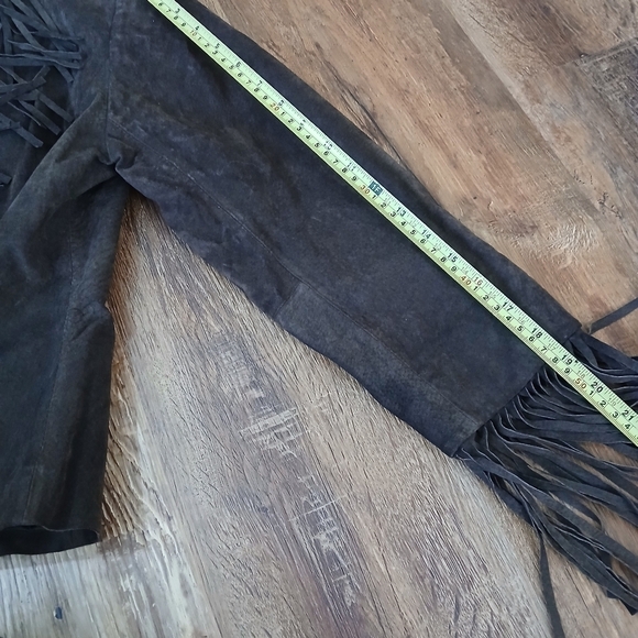 Boston Proper Western Women's Leather Jacket Size 10 Brown Fringe Rustic - Picture 8 of 8